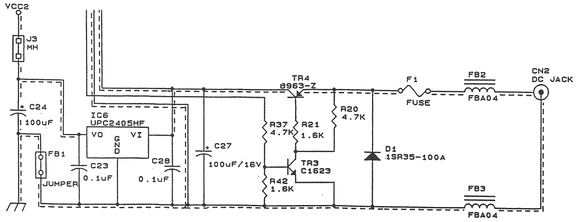 Sega Mega-CD 1 - Voltage Reg Schematic